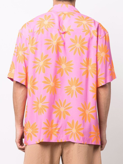 Shop Jacquemus Floral-print Short-sleeve Shirt In Rosa