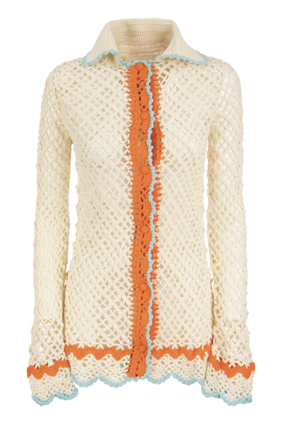 Shop Sportmax Semele - Cotton Knitted Shirt In Ivory