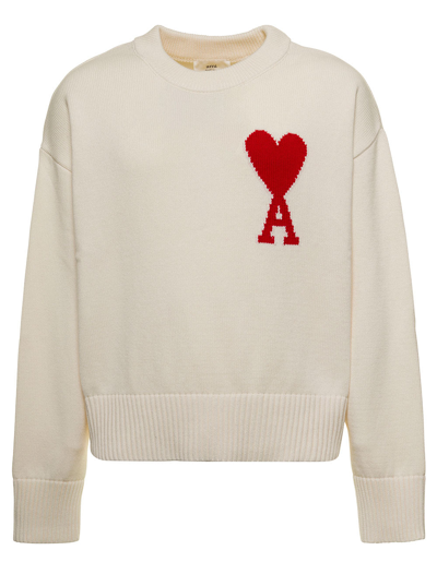 Shop Ami Alexandre Mattiussi Adc Crewneck Sweater In White