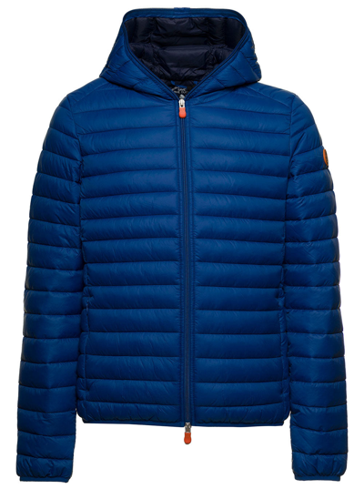 Shop Save The Duck Man's Donald Blue Quilted Nylon Ecological Down Jacket