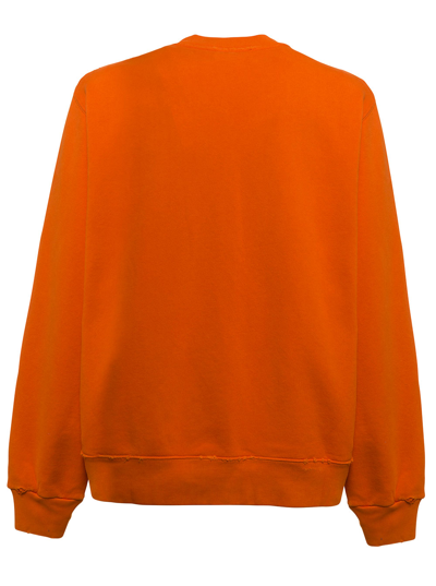 Shop Amiri Man  Orange Jersey Sweatshirt With Bandana Logo