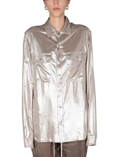 Shop Rick Owens Metallic Effect Shirt In Silver
