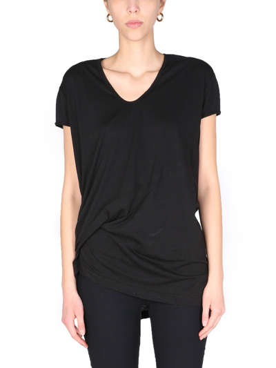 Shop Rick Owens T-shirt With Draping In Black
