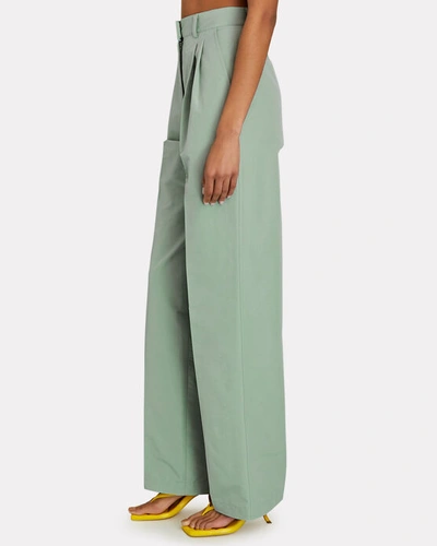 Shop Aknvas O'connor Pleated Straight-leg Trousers In Green-lt