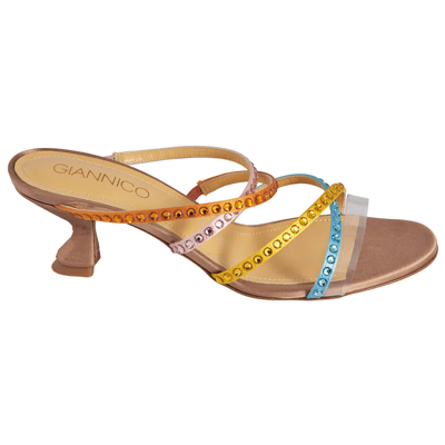 Shop Giannico Ladies Ete Crystal Mule Sandals In Multicolor