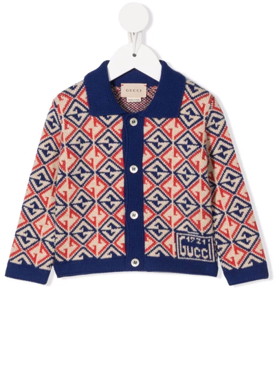 Shop Gucci G Rhombus Knitted Cardigan In Neutrals