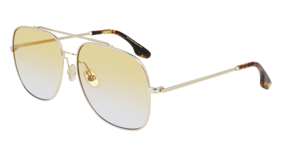 Shop Victoria Beckham Honey Aviator Ladies Sunglasses Vb215s 723 59 In Gold Tone,yellow