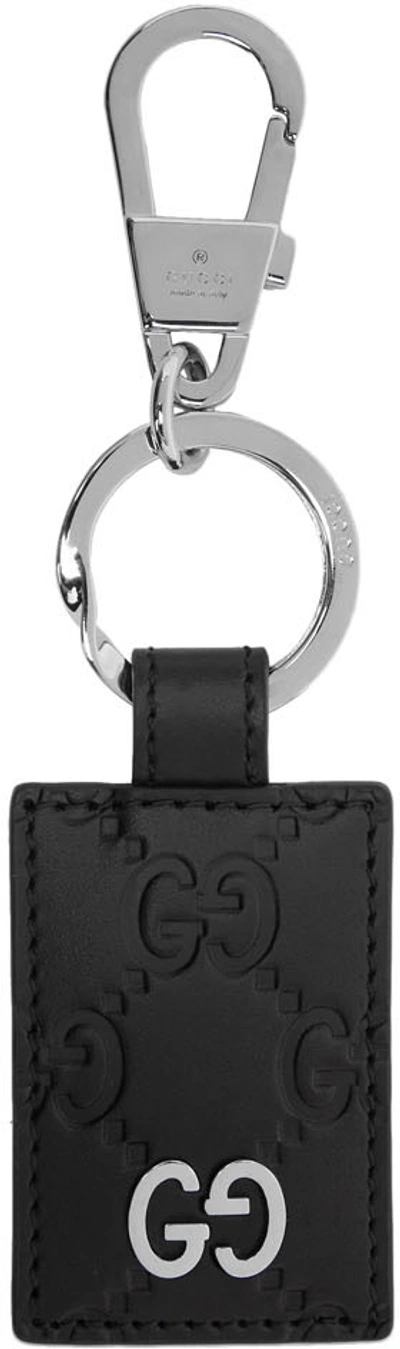 Gucci Gg-embossed Leather Keyring In Black | ModeSens
