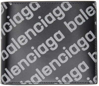 Shop Balenciaga Black Reflective Print Wallet In 1090 Black