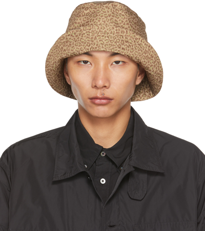 Shop Engineered Garments Brown Leopard Print Bucket Hat In Brown Poly Fiber Leo