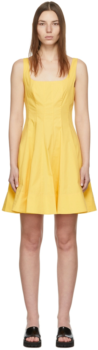 Shop Staud Yellow Mini Wells Dress In Wallflower