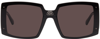 Shop Balenciaga Black Oversized Hidden Rim Sunglasses In 001 Black