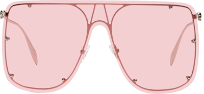 Shop Alexander Mcqueen Silver & Pink Mask Titan Sunglasses In 003 Silver