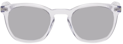 Shop Saint Laurent Transparent Sl 28 Square Sunglasses In 012 Clear