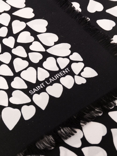 Shop Saint Laurent Hear-print Bandana Scarf In Black