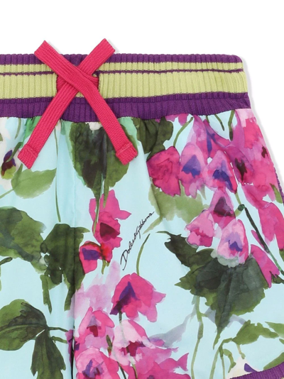 Dolce & Gabbana Floral-print Drawstring Shorts In Blue