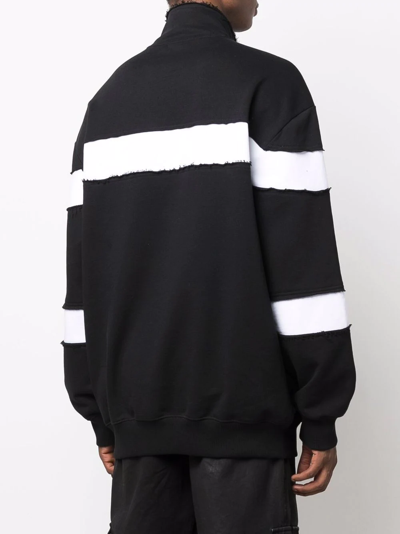 Shop Balmain Multi-cut Logo-embroidered Sweatshirt In Black