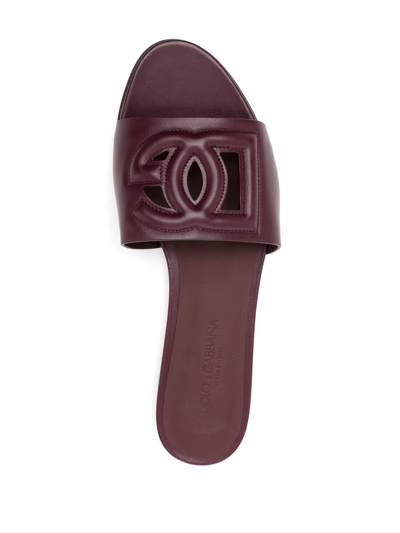 Shop Dolce & Gabbana Logo Cut-out Sandals In Purple