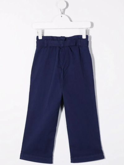 Shop Bonpoint Paperbag-waist Cotton-blend Trousers In Blue