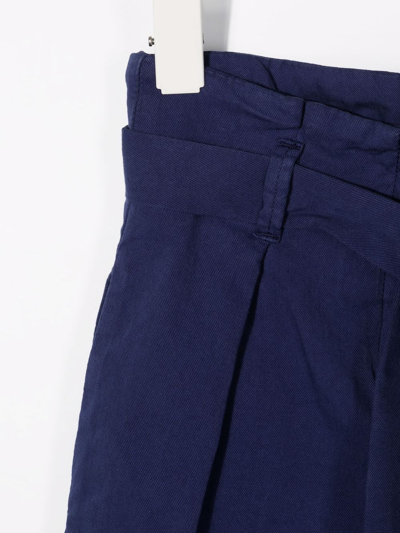 Shop Bonpoint Paperbag-waist Cotton-blend Trousers In Blue