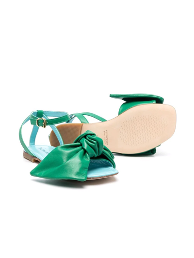 Shop Mi Mi Sol Bow-detail Leather Sandals In Green