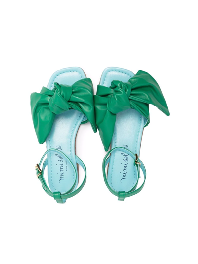 Shop Mi Mi Sol Bow-detail Leather Sandals In Green