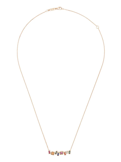 Shop Suzanne Kalan Rose Gold Rainbow Sapphire Necklace In Pink