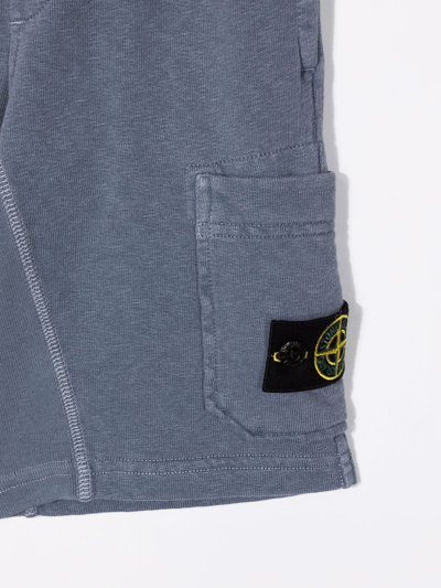 Shop Stone Island Junior Logo-patch Bermuda Shorts In Blue