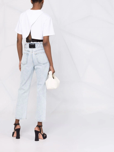 Shop Alexander Wang Belted Frayed Straight-leg Jeans In Blue