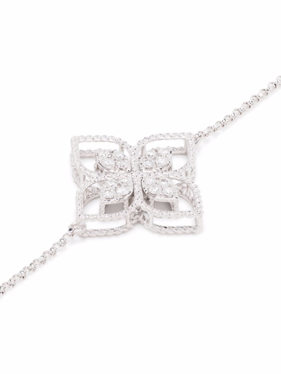 Shop Roberto Coin 18kt White Gold Princess Flower Dubai Diamond Bracelet In Silver