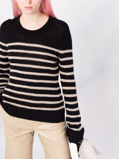 Shop Khaite The Tilda Striped Cashmere Jumper In Black