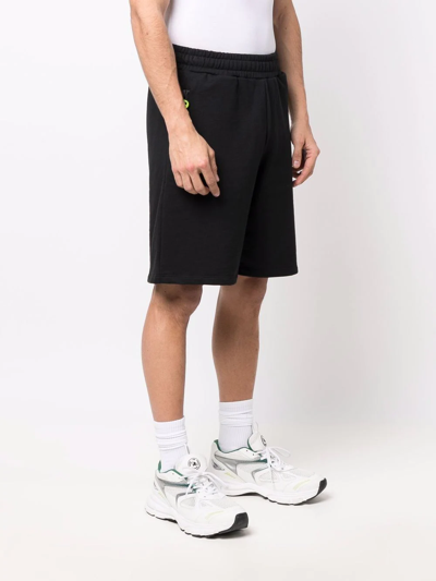 Shop Barrow Logo-print Cotton Track Shorts In Black