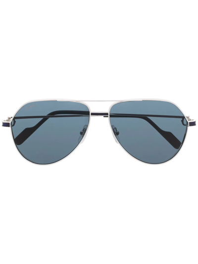 Shop Cartier Pilot-frame Sunglasses In Silver