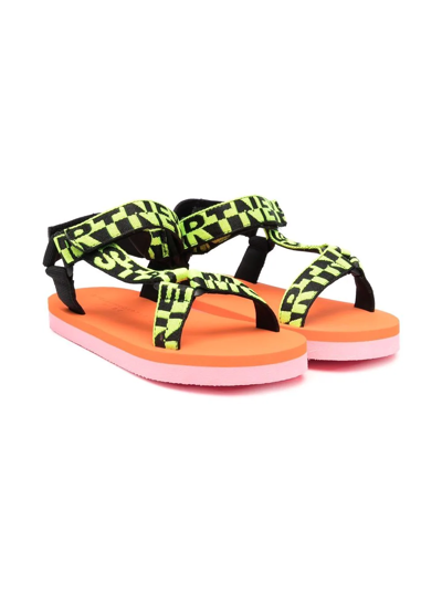 Shop Stella Mccartney Logo-print Strap Sandals In Green