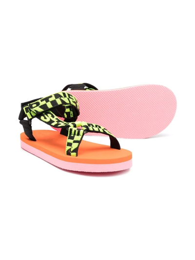 Stella Mccartney Multicolor Sandals For Girl With Logo In Green