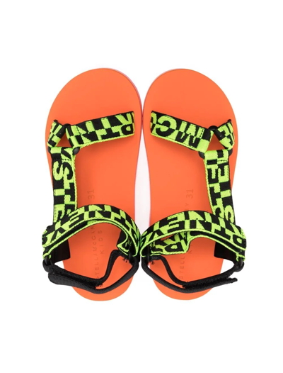 Shop Stella Mccartney Logo-print Strap Sandals In Green