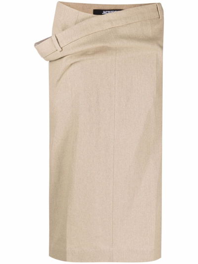 Shop Jacquemus Cross-over Waist Skirt In Neutrals