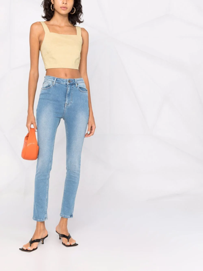 Twinset Logo-patch Denim Jeans In Blue