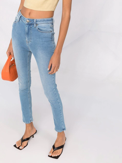 Twinset Logo-patch Denim Jeans In Blue