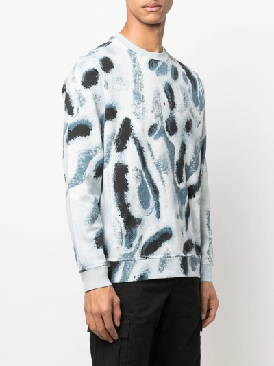 Shop Stone Island Abstract-print Cotton Sweatshirt In Blue