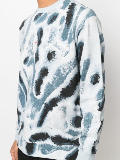 Shop Stone Island Abstract-print Cotton Sweatshirt In Blue