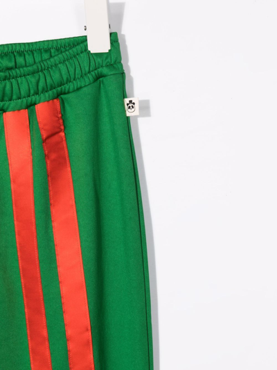 Shop Mini Rodini Striped Track Pants In Green