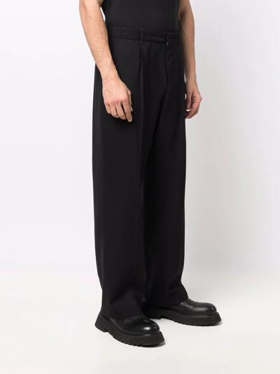 Our Legacy Borrowed Pleated Wool Straight-leg Trousers In Black