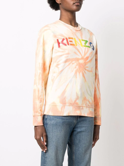 Kenzo Logo Classic Tie Dye Sweatshirt In Orange