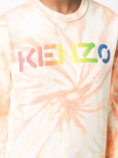 Kenzo Logo Classic Tie Dye Sweatshirt In Orange
