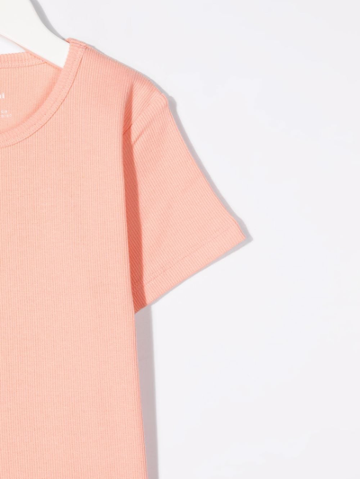 Shop Mini Rodini Rib-knit Organic Cotton T-shirt In Pink