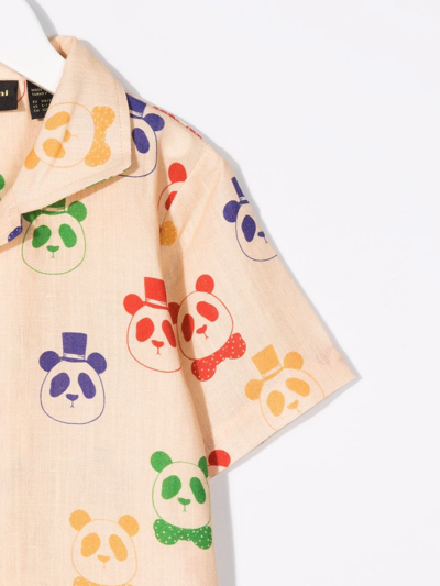 Shop Mini Rodini Panda-print Shirt In Neutrals