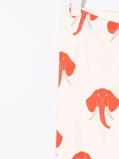 Shop Mini Rodini Elephant-print Organic Cotton Leggings In Neutrals
