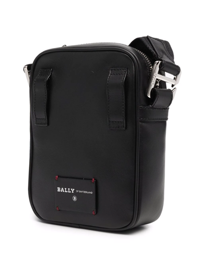 Shop Bally Striped Leather Helot Messenger Bag In Black