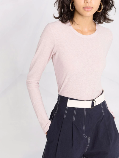 Shop James Perse Round-neck Long-sleeved T-shirt In Pink